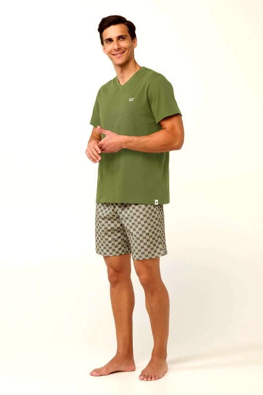 Vamp Vamp Βαμβακερή Ανδρική Πυτζάμα με Ριγέ-Πλεκτό Παντελόνι