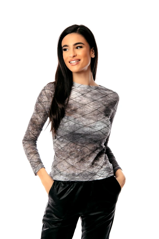 Dress Up ΜΠΛΟΥΖΑ ΔΙΑΦΑΝΕΙΑ ΜΕ ΣΤΡΑΣ ΛΕΠΤΟΜΕΡΙΕΣ Γκρι