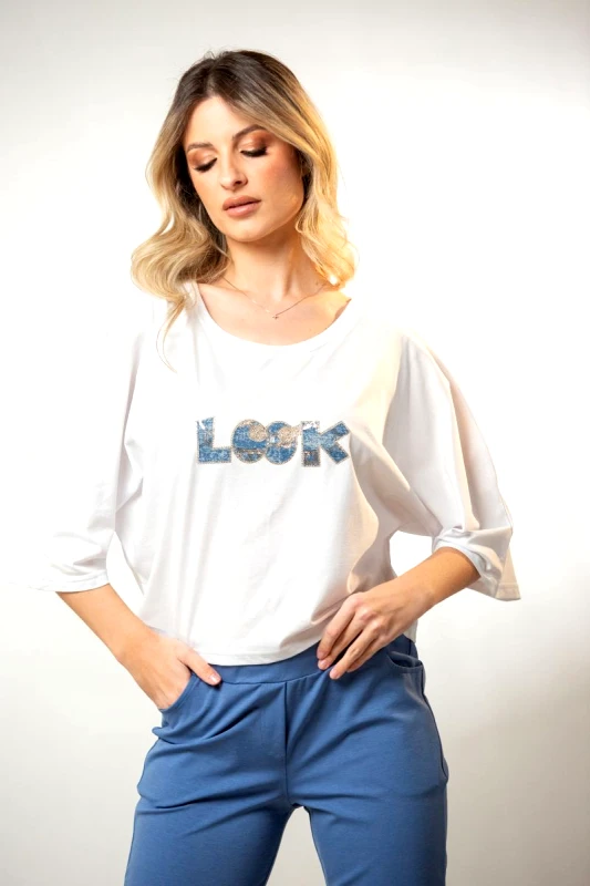 Dress Up ΜΠΛΟΥΖΑ ΜΕ ΤΥΠΩΜΑ ΣΤΡΑΣ LOOK Μπεζ