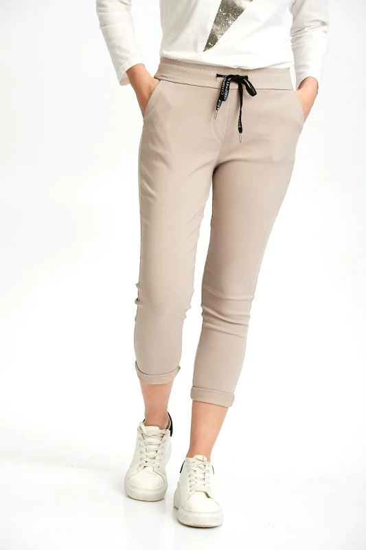 New Collection ΠΑΝΤΕΛΟΝΙ ΜΕ ΛΑΣΤΙΧΟ ΣΤΗ ΜΕΣΗ ΜΠΕΖ Μπεζ