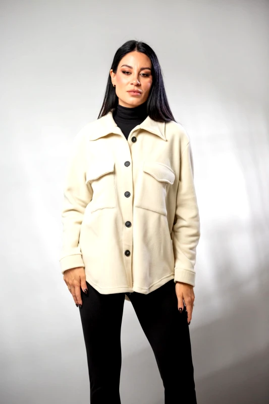 Boutique ΠΟΥΚΑΜΙΣΟ ΜΕ ΤΣΕΠΕΣ FLEECE Εκρού