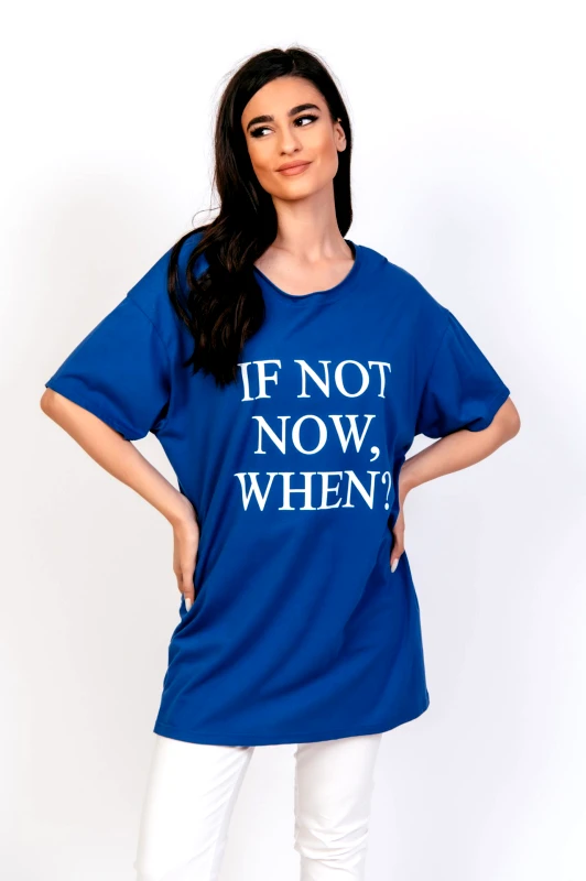 Just Top ΜΠΛΟΥΖΑ ΚΟΝΤΟ ΜΑΝΙΚΙ IF NOT NOW, WHEN? Μπλε ρουά