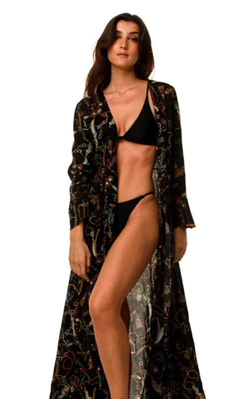 Interhat Black pattern caftan Εμπριμέ μαύρο