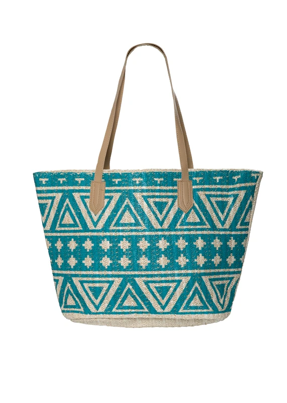 Interhat Straw bag with azure print Τιρκουάζ