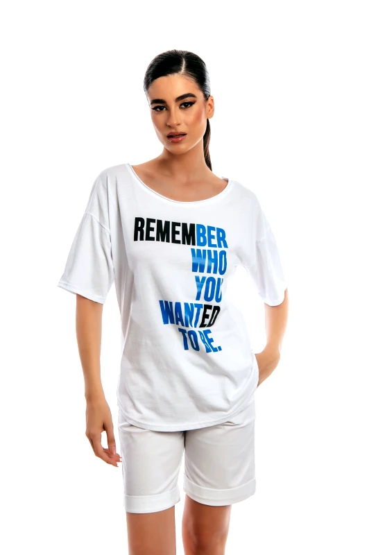 Just Top ΜΠΛΟΥΖΑ ΚΟΝΤΟ ΜΑΝΙΚΙ ΣΤΑΜΠΑ Μπλέ