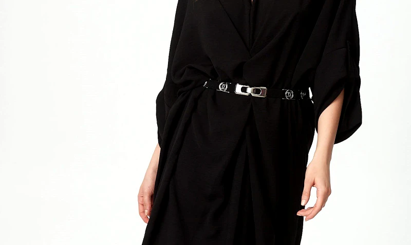 Dress Up ΖΩΝΗ ΜΑΥΡΗ ΕΛΑΣΤΙΚΗ ΜΕ ΔΙΠΛΗ ΑΓΚΡΑΦΑ ΑΣΗΜΕΝΙΑ Μαύρο