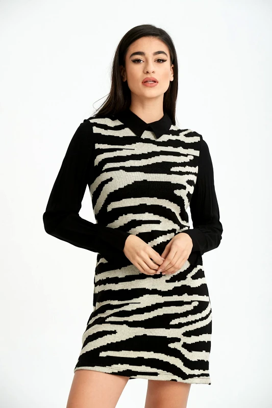 Just Top ΦΟΡΕΜΑ ΖΑΚΑΡ ΜΕ ΓΙΑΚΑ Εμπριμέ μαύρο