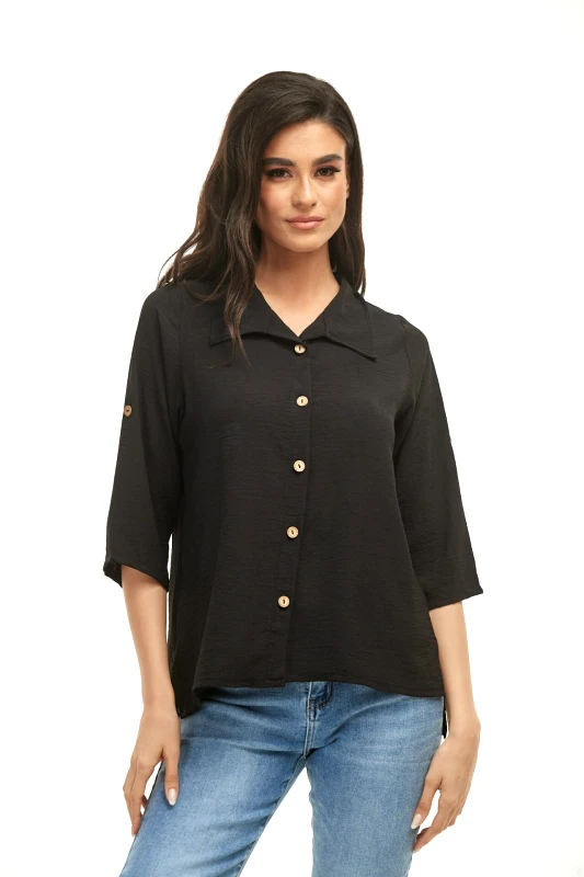 Boutique ΠΟΥΚΑΜΙΣΟ ΜΕ ΚΟΥΜΠΙΑ Μαύρο