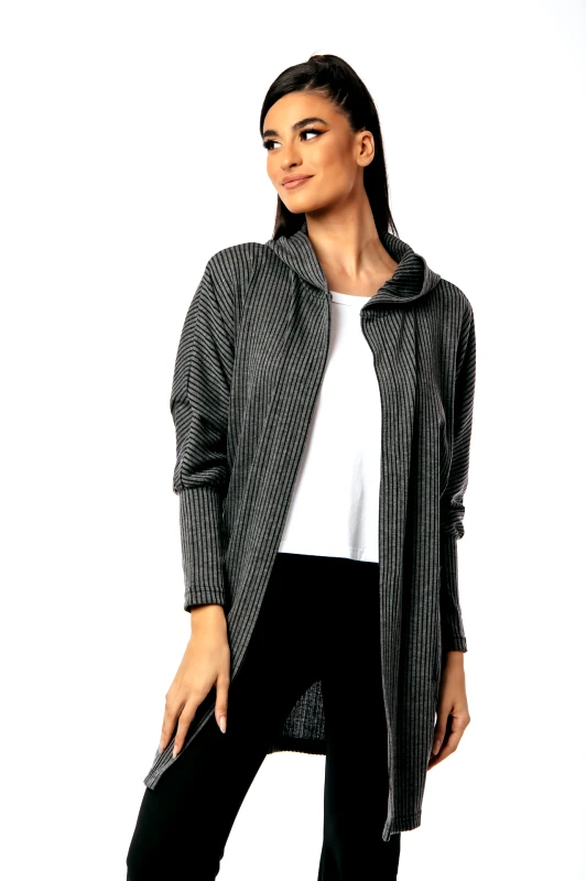 Boutique ΖΑΚΕΤΑ ΜΑΚΡΙΑ ΜΕ ΚΟΥΚΟΥΛΑ ΚΑΙ ΤΣΕΠΕΣ Γκρι