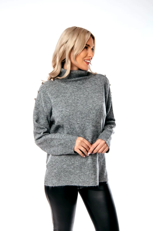 Dress Up ΜΠΛΟΥΖΑ ΠΛΕΚΤΗ ΖΙΒΑΓΚΟ ΜΕ ΚΟΥΜΠΙΑ Γκρι