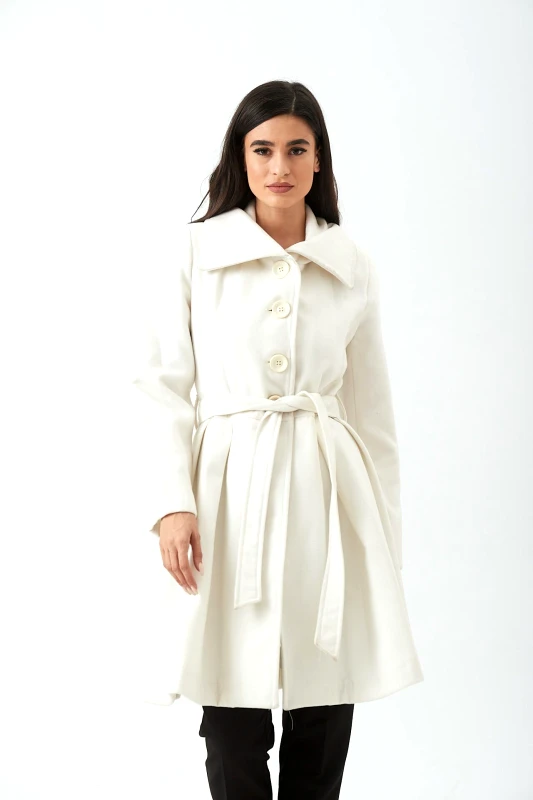 Kannelis ΠΑΛΤΟ ΜΑΚΡΥ ΜΕ ΖΩΝΗ Άσπρο