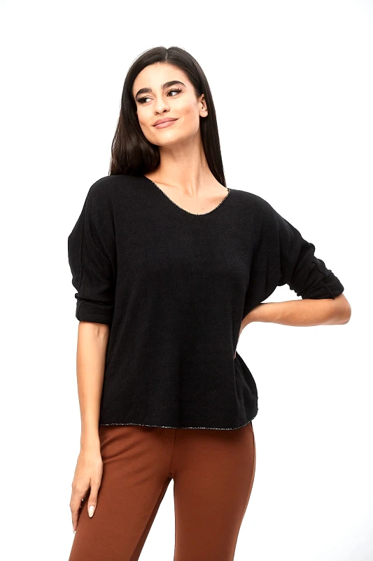 Dress Up ΜΠΛΟΥΖΑ ΠΛΕΚΤΗ ΛΑΙΜΟΚΟΨΗ Μαύρο