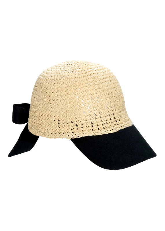 Interhat Beige jockey straw hat with black brim Μπεζ