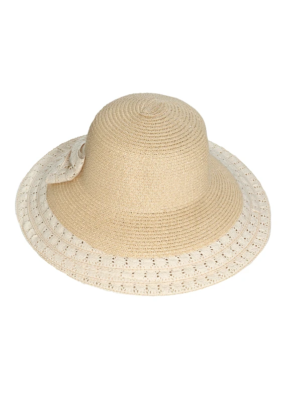 Interhat Ecru hat with lace bow Μπεζ