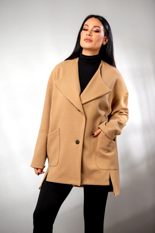 Boutique ΠΑΛΤΟ ΚΟΝΤΟ ΜΕ ΤΣΕΠΕΣ ΚΑΙ ΚΟΥΜΠΙΑ Μαύρο