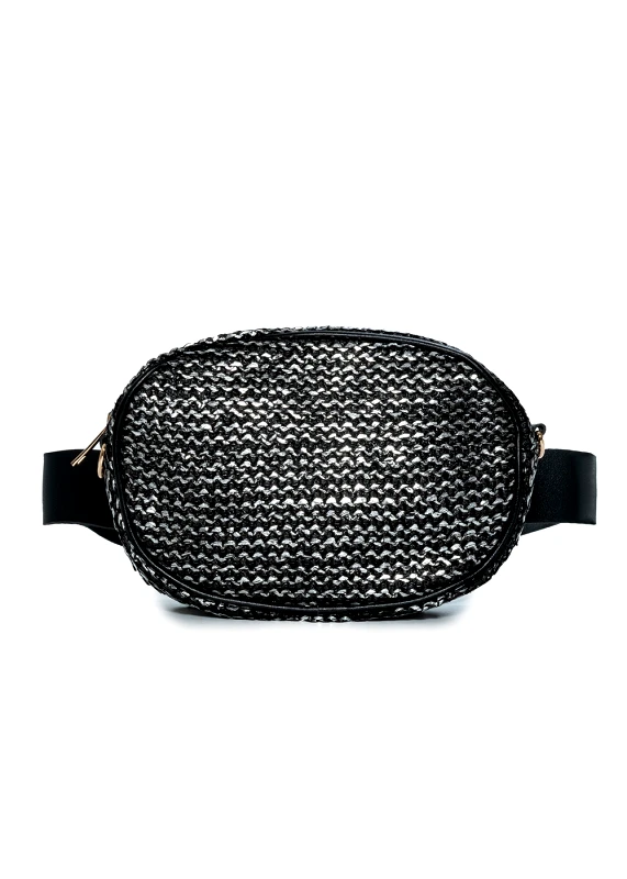 Interhat Straw small belt bag in black silver Μαύρο