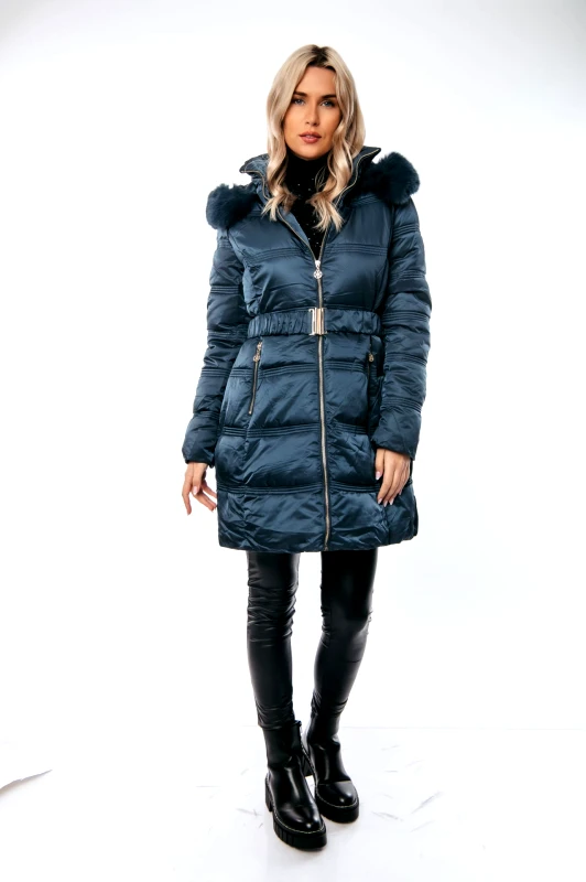 Dress Up ΜΠΟΥΦΑΝ ΜΑΚΡΥ ΜΕ ΚΟΥΚΟΥΛΑ ΠΟΥ ΑΦΑΙΡΕΙΤΑΙ ΚΑΙ ΖΩΝΗ Πετρόλ