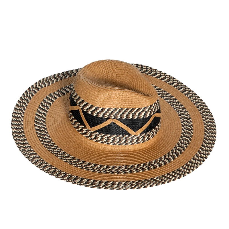 Interhat Three color design straw hat Εμπριμέ μαύρο