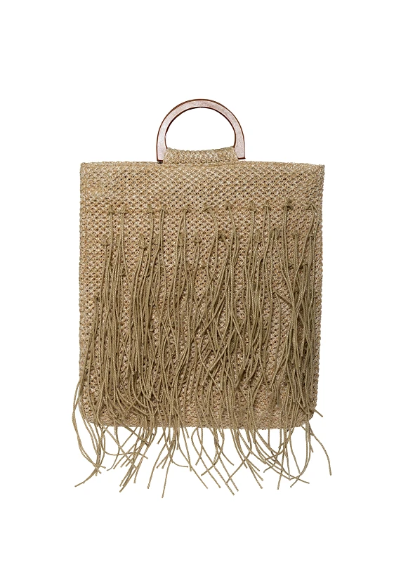 Interhat Straw bag with fringes in beige Μπεζ