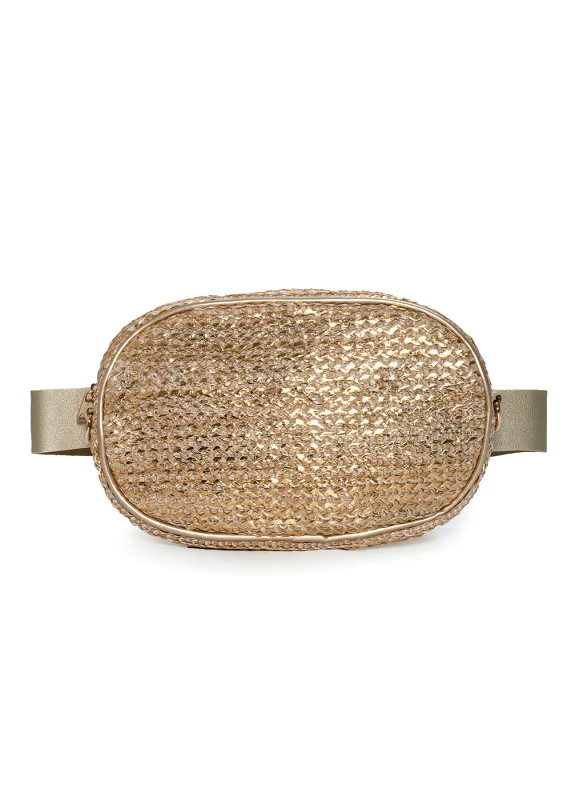 Interhat Straw small belt bag in beige gold Μπεζ