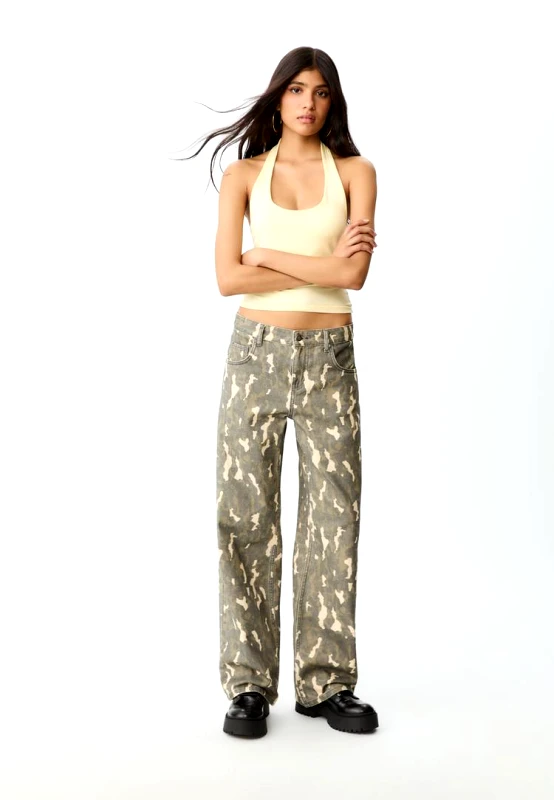 Stradivarius Stradivarius Μπλούζα Με Λαιμόκοψη Halter Κίτρινο Παστέλ Xs