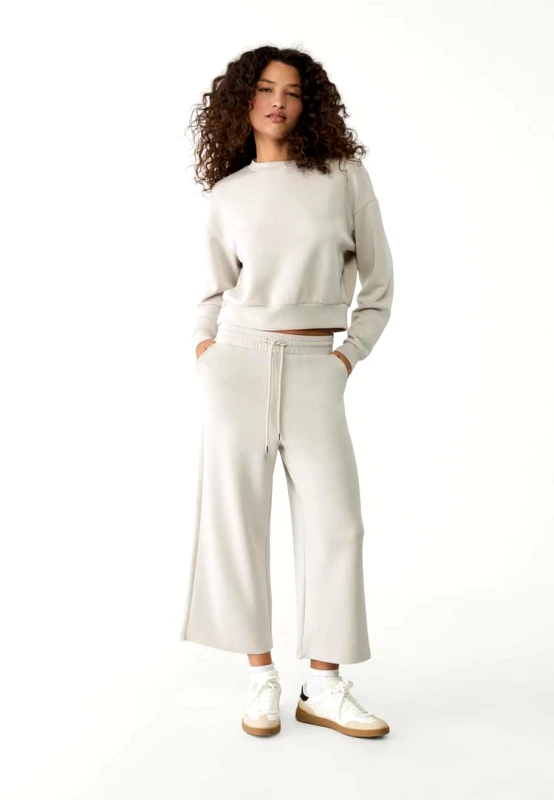 Stradivarius Stradivarius Χυτό Παντελόνι Culotte Με Απαλή Υφή Γκρι M