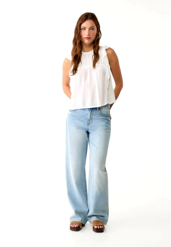 Stradivarius Stradivarius Ριχτή Μπλούζα Με Βολάν Λευκό S