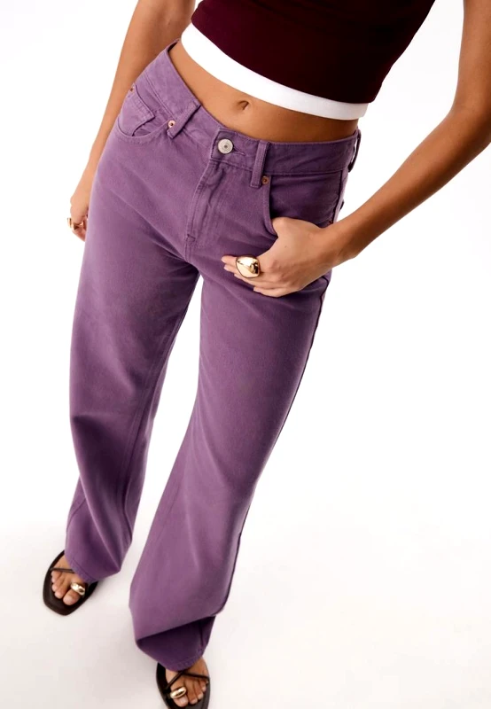 Stradivarius Stradivarius D92 Straight Wide Μελιτζανί 44