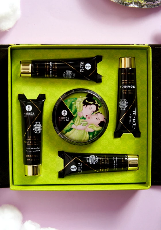 Sweetvibes Σετ με λάδι και κερί για μασάζ SHUNGA GEISHA SECRETS KIT GREEN TEA - Πράσινο