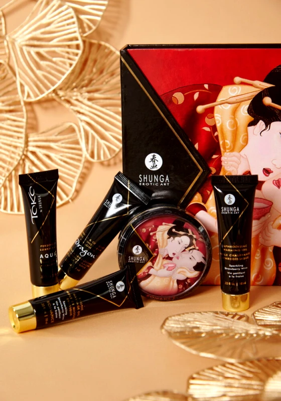 Sweetvibes Σετ με λάδι και κερί για μασάζ SHUNGA GEISHA SECRETS KIT SPARKLING WINE - Μαύρο