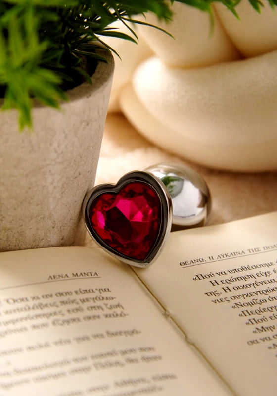 Sweetvibes Μεταλλική πρωκτική σφήνα AfterDark με διακοσμητικό διαμάντι καρδιά Medium - Ασημί