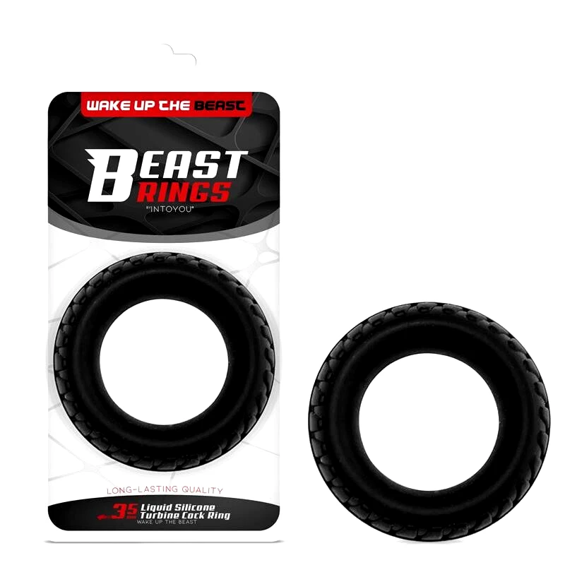 Sweetvibes Δαχτυλίδι πέους BEAST RINGS BEAST RINGS Cock Ring Turbine Liquid Silicone 35 mm - Μαύρο