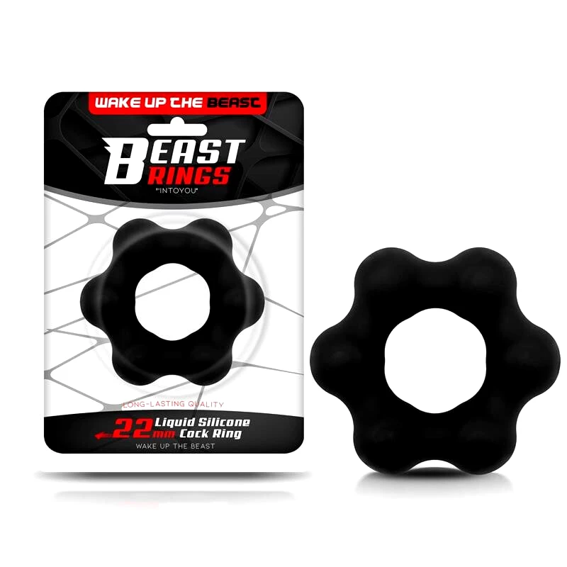 Sweetvibes Δαχτυλίδι πέους BEAST RINGS Cock Ring Liquid Silicone 2.2 cm Black - Μαύρο