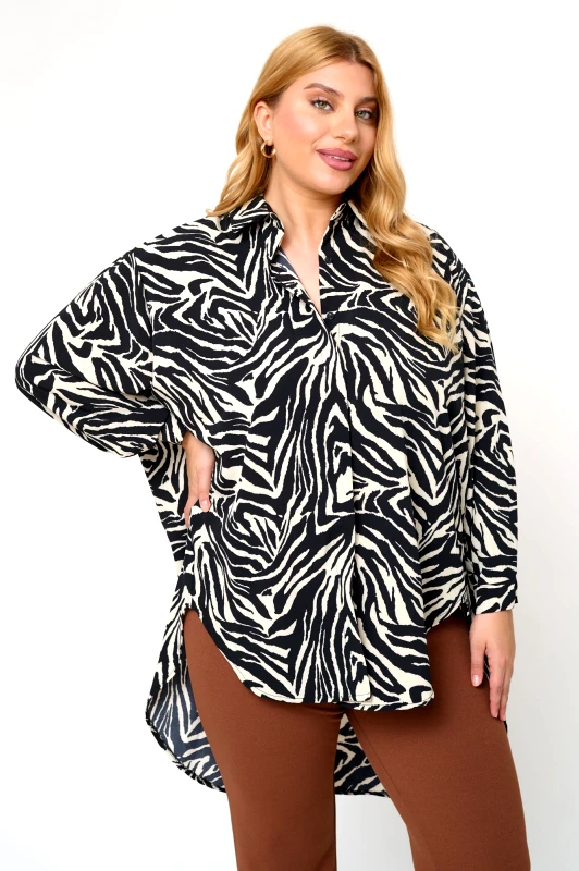 JUCITA Ασύμμετρη Πουκαμίσα Zebra Aurora