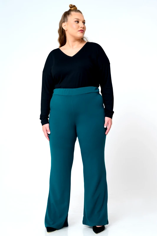 JUCITA Παντελόνι Καμπάνα Κρεπ Chloe Πράσινο