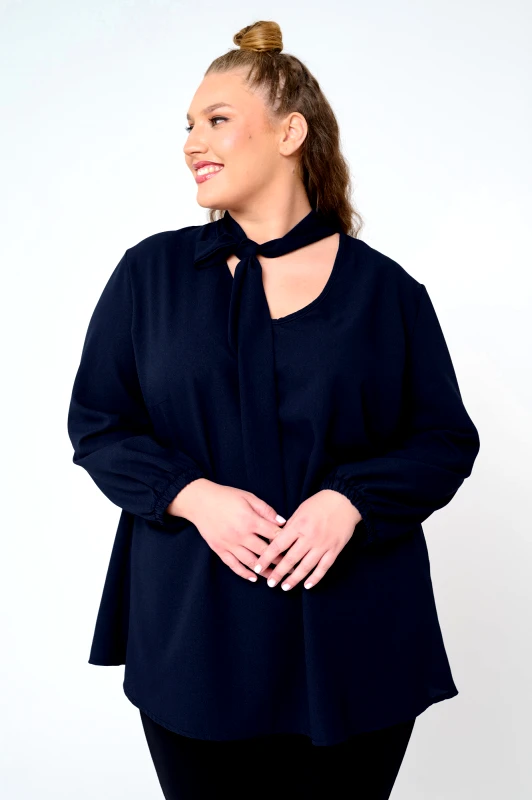 JUCITA Πουκαμίσα Με Γραβάτα Sasa Μαύρο-Μπλε