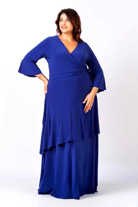 JUCITA Φόρεμα Μάξι Με Βολάν Elizabeth Μπλε