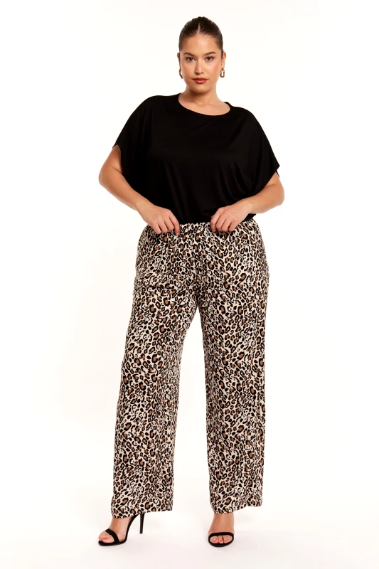 JUCITA Παντελόνα Ελαστική Eva Leopard Μπεζ