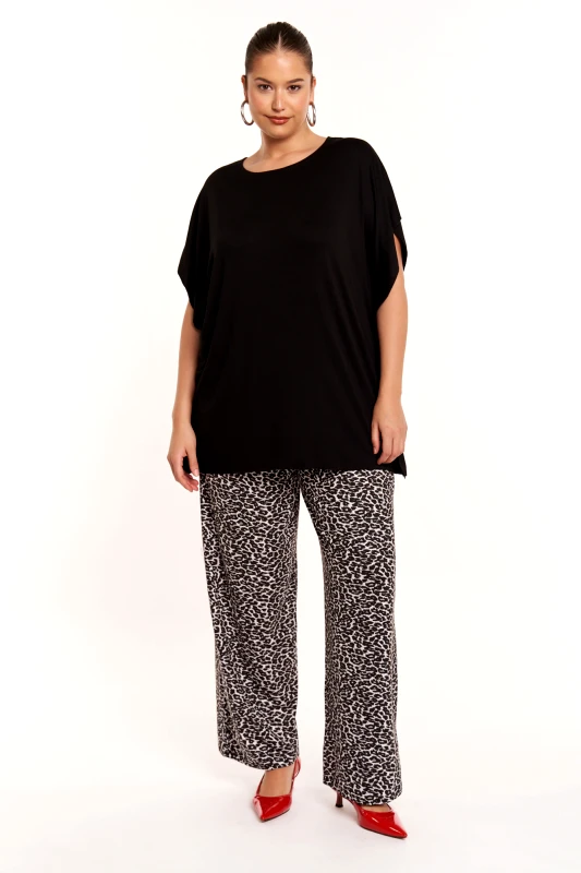 JUCITA Παντελόνα Ελαστική Eva Leopard Γκρι