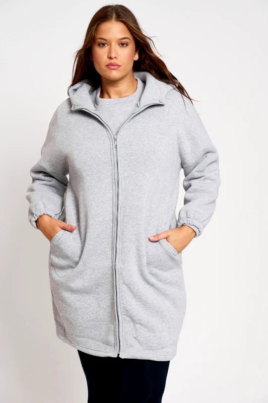 JUCITA Ζακέτα Φούτερ με Κέντημα Shaggy Γκρί