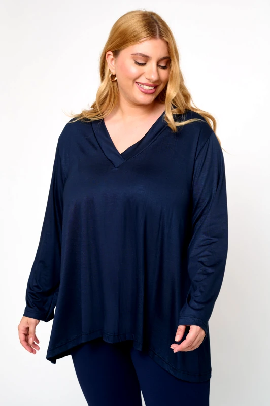 JUCITA Μπλούζα Μακριά Ελαστική με V Katerina Μπλε