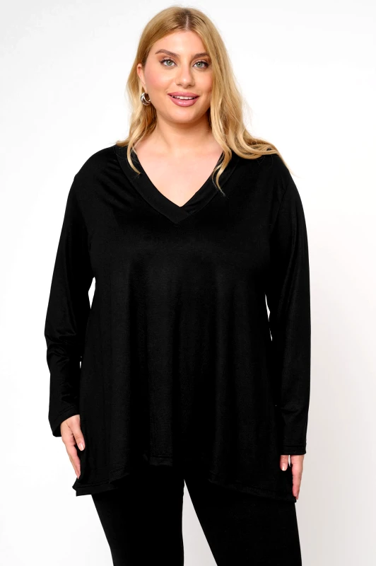 JUCITA Μπλούζα Μακριά Ελαστική με V Katerina Μαύρο