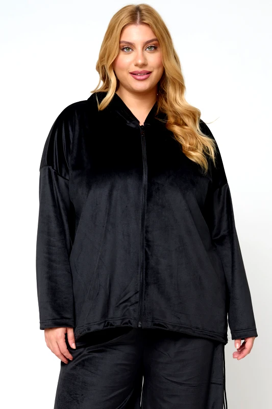 JUCITA Ζακέτα Φόρμας Με Κουκούλα Βελουτέ Μαύρο Martina