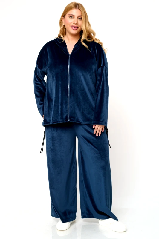 JUCITA Παντελόνι Φόρμας Βελουτέ Μπλε Martina