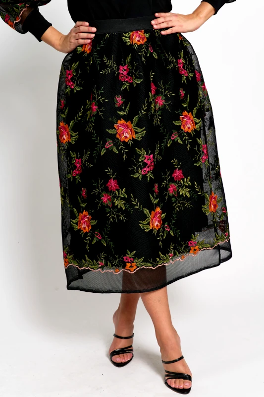 JUCITA Φούστα με Κεντητές Λεπτομέρειες Alcmene