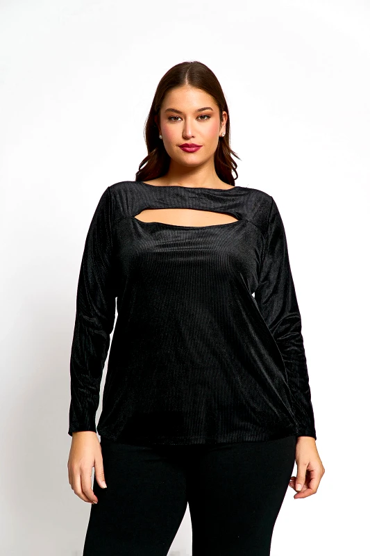 JUCITA Μπλούζα με Άνοιγμα στο στήθος Mania Μαύρο