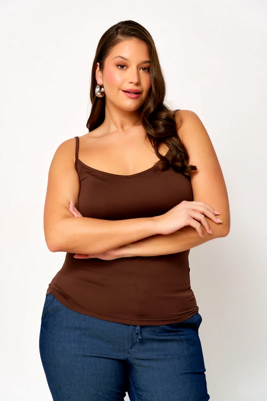 JUCITA Τοπ με Τιράντες Dahlia Καφέ