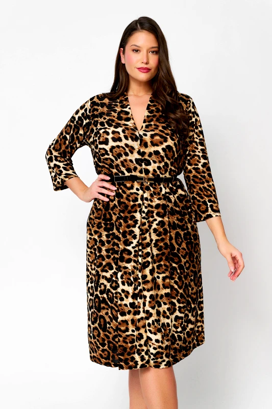 JUCITA Φόρεμα με V Persa Leopard