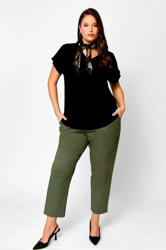 JUCITA Ίσιο Καμπαρντινέ Σατινέ Παντελονι Με Τσέπες Seraphina Χακί