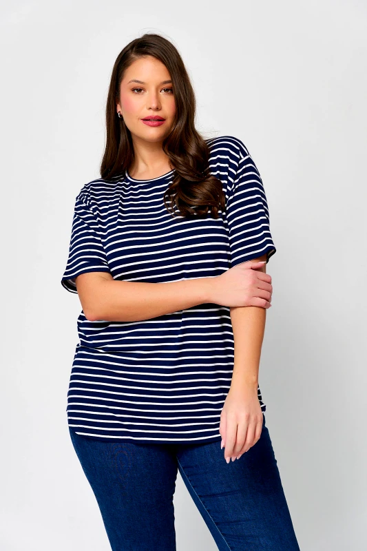 JUCITA Μπλούζα Ασύμμετρη Ελαστική Ριγέ Miriam